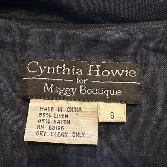Cynthia Howie Navy Blue Linen Blend Sailor Dress with Shell Button Detail - Picture 8 of 8